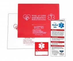 Vial of Life - 9" x 11"- Medical Info Pocket - Magnetic Back W/ Medical Form & Sticker